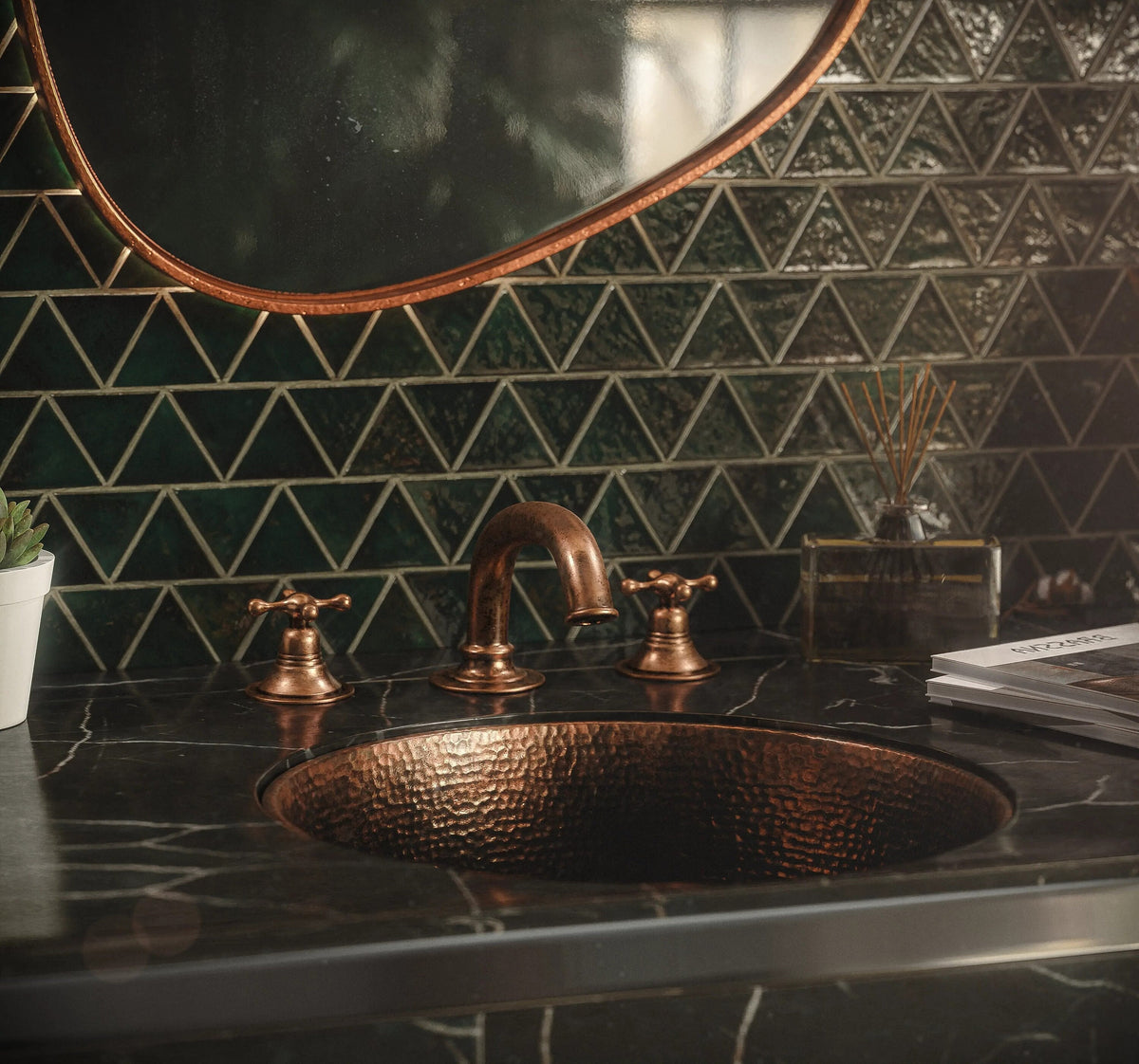 Deck Mounted Faucet, Unlacquered Brass Deck-Mounted Sink Faucet with Lever Handles