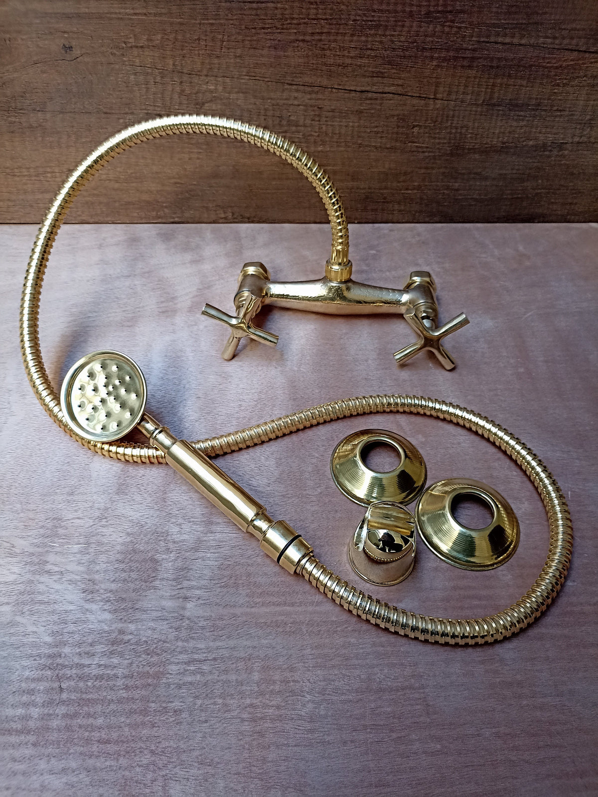 Unlacquered Brass Shower System