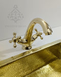 Unlacquered Brass Bathroom Faucet: Handcrafted Single Hole Cross Handle