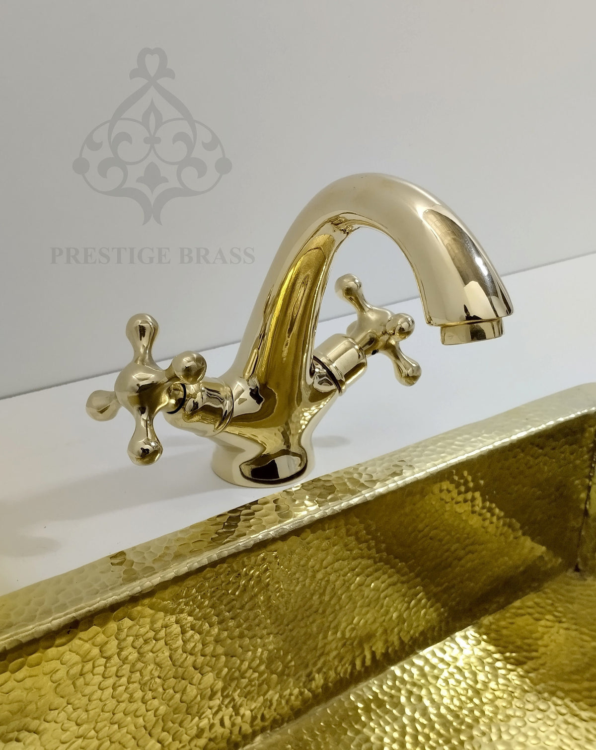 Unlacquered Brass Bathroom Faucet: Handcrafted Single Hole Cross Handle