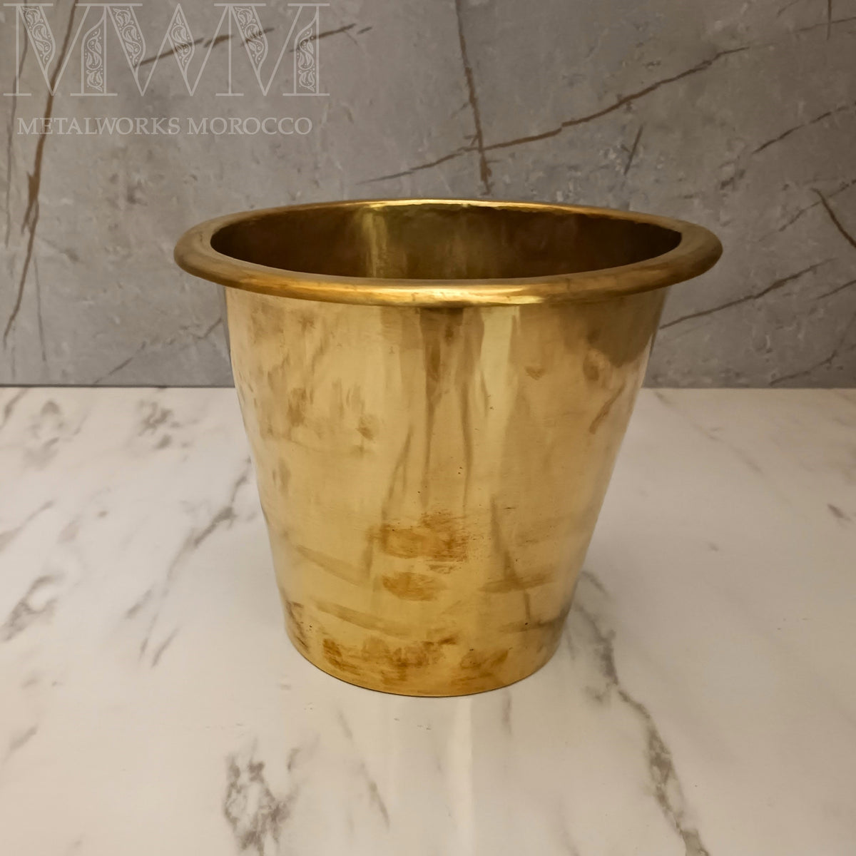Traditional Unlacquered Brass Trash Can - Waste Basket