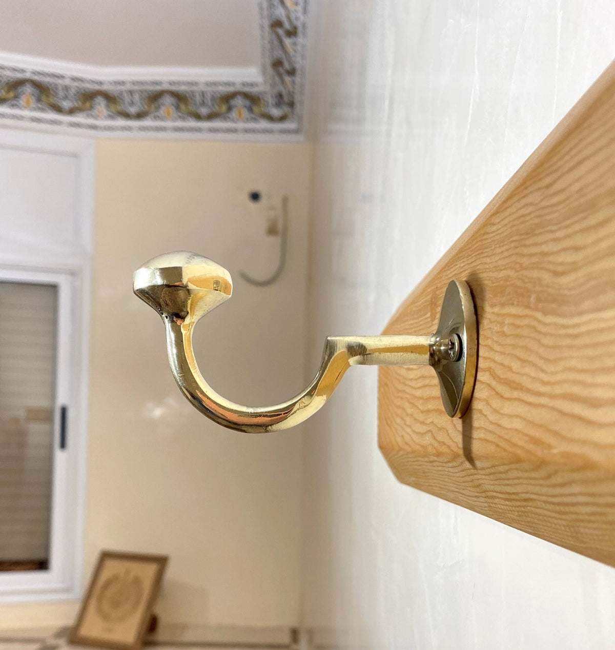 Handmade Unlacquered Brass Wall Hooks: Solid Brass Bathroom Hanger