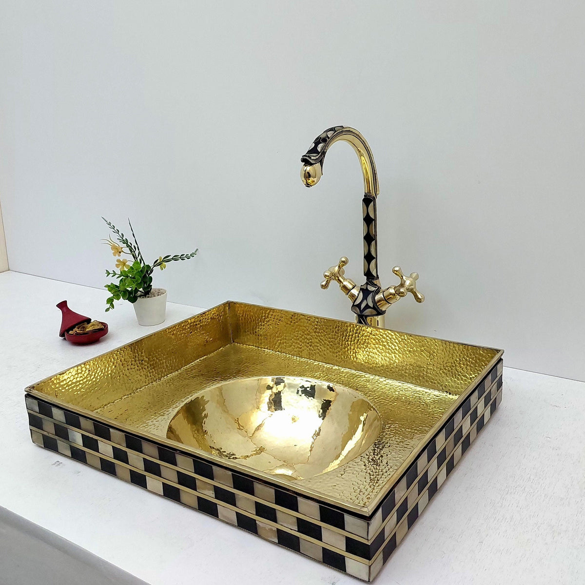 Unlacquered Brass Resin Bathroom Sink