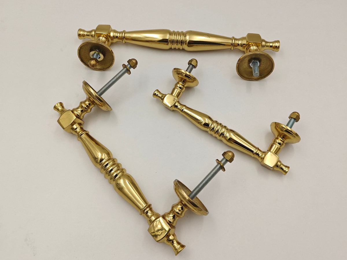 Handmade Unlacquered Brass Drawer Pulls: Moroccan Vintage Kitchen Handles