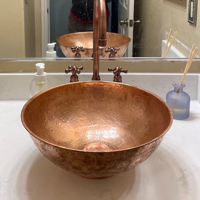 Moroccan Handmae Copper Vessel Sink: Antique Bathroom Decor