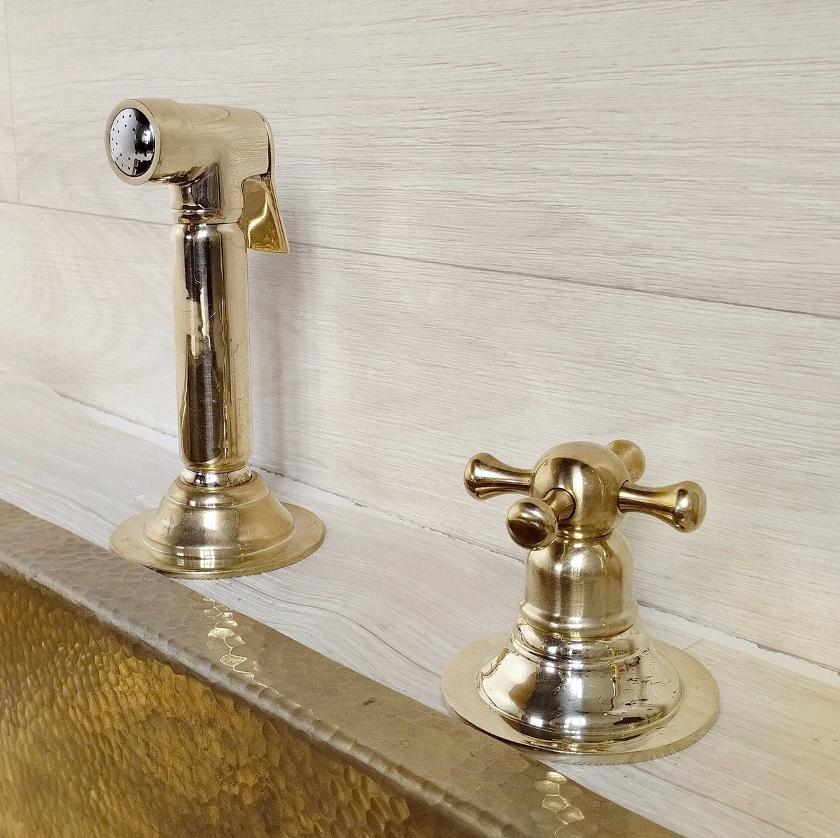 Handmade Unlacquered Brass Kitchen Sprayer: High Pressure Cold Water