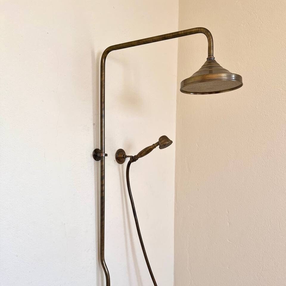 Agde Bronze Rainfall Shower System - Elevate Your Daily Ritual,Solid Brass Exposed shower Head with Handheld