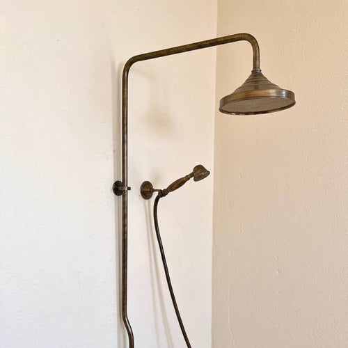 Agde Bronze Rainfall Shower System - Elevate Your Daily Ritual,Solid Brass Exposed shower Head with Handheld
