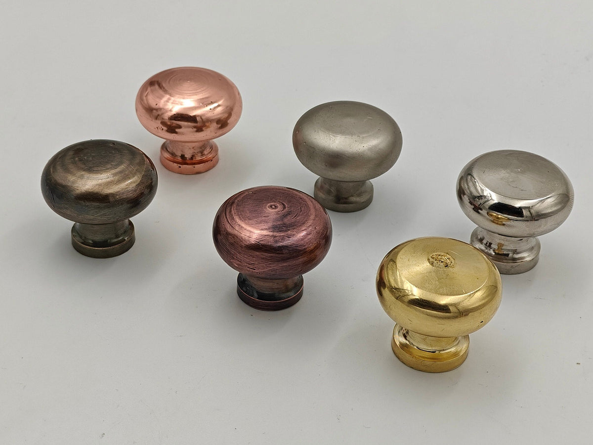 Handmade Unlacquered Brass Cabinet Knobs: Round Solid Brass Handles