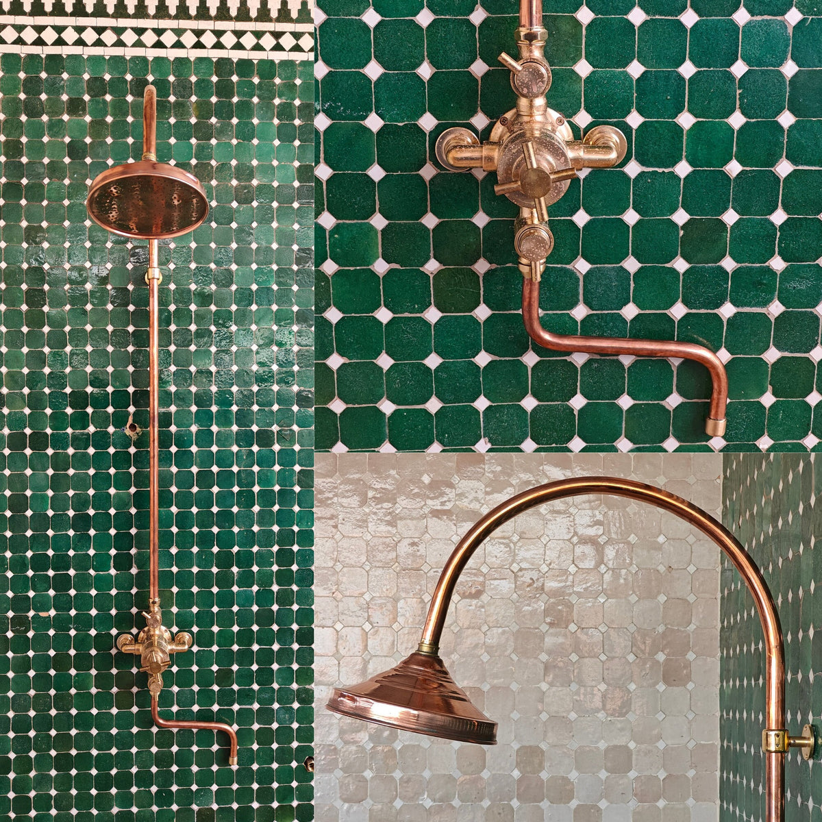 Solid Brass Rainfall Shower System: Unlacquered Thermostatic Bath Faucet