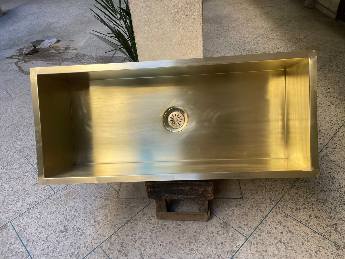 Custom Brass Kitchen Sink 32/18/10 Inch