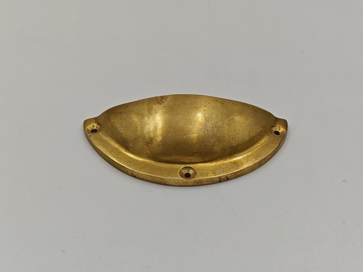 Antique Brass Cup Handles - Unlacquered Brass Cup Pulls - Handmade Unique Drawer Pulls