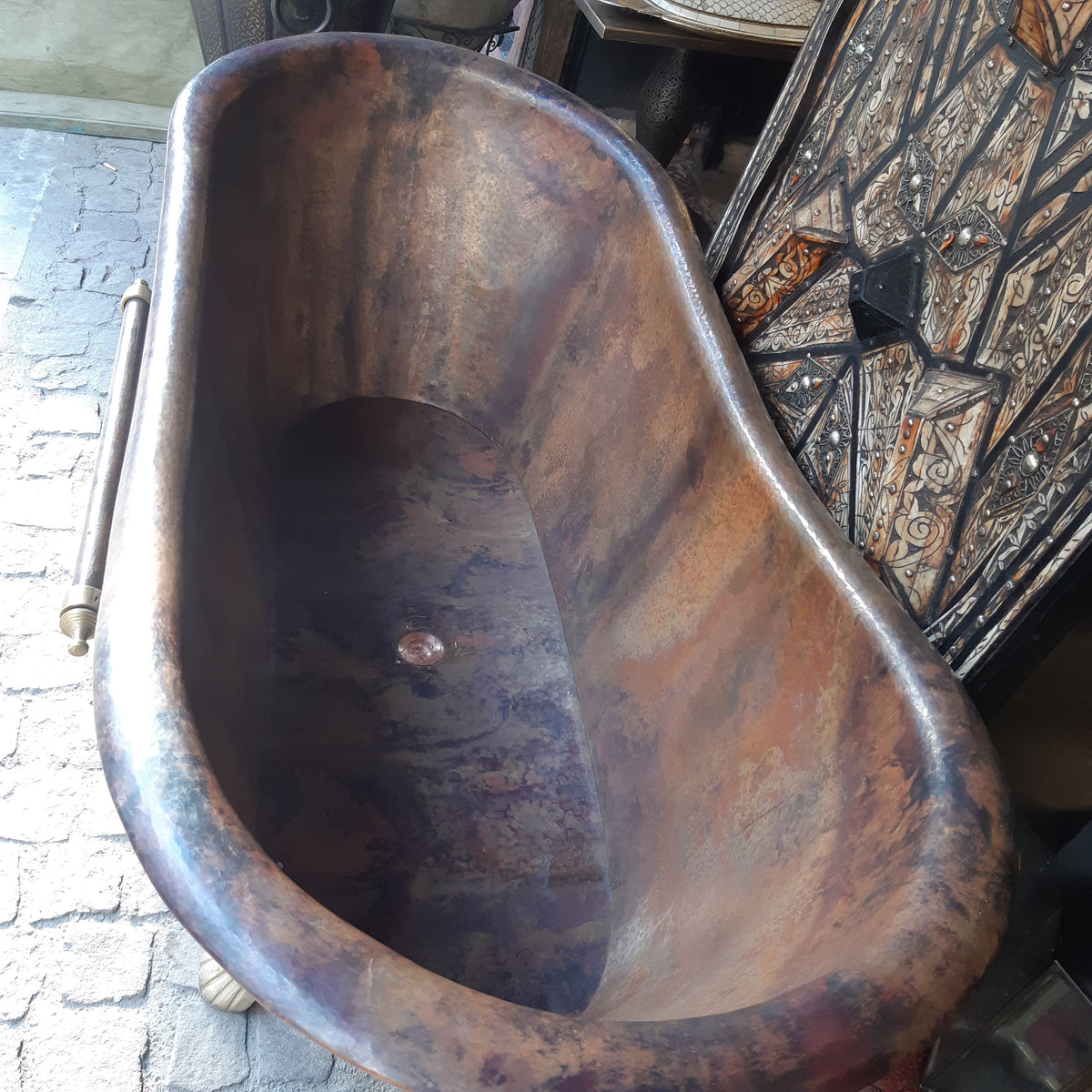 Solid Copper Bathtub – Antique Freestanding Tub with Rings