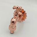 Solid Brass Wall Faucet, Unlacquered Copper Finish, Vintage Cross Handle Bibcock Tap