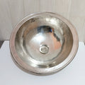 Hammered Round Silver Sink - Drop-in Handmade Brass Sink Vanity