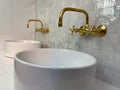 Unlacquered Solid Brass Bathroom Faucet, Wall Mount Vanity Faucet