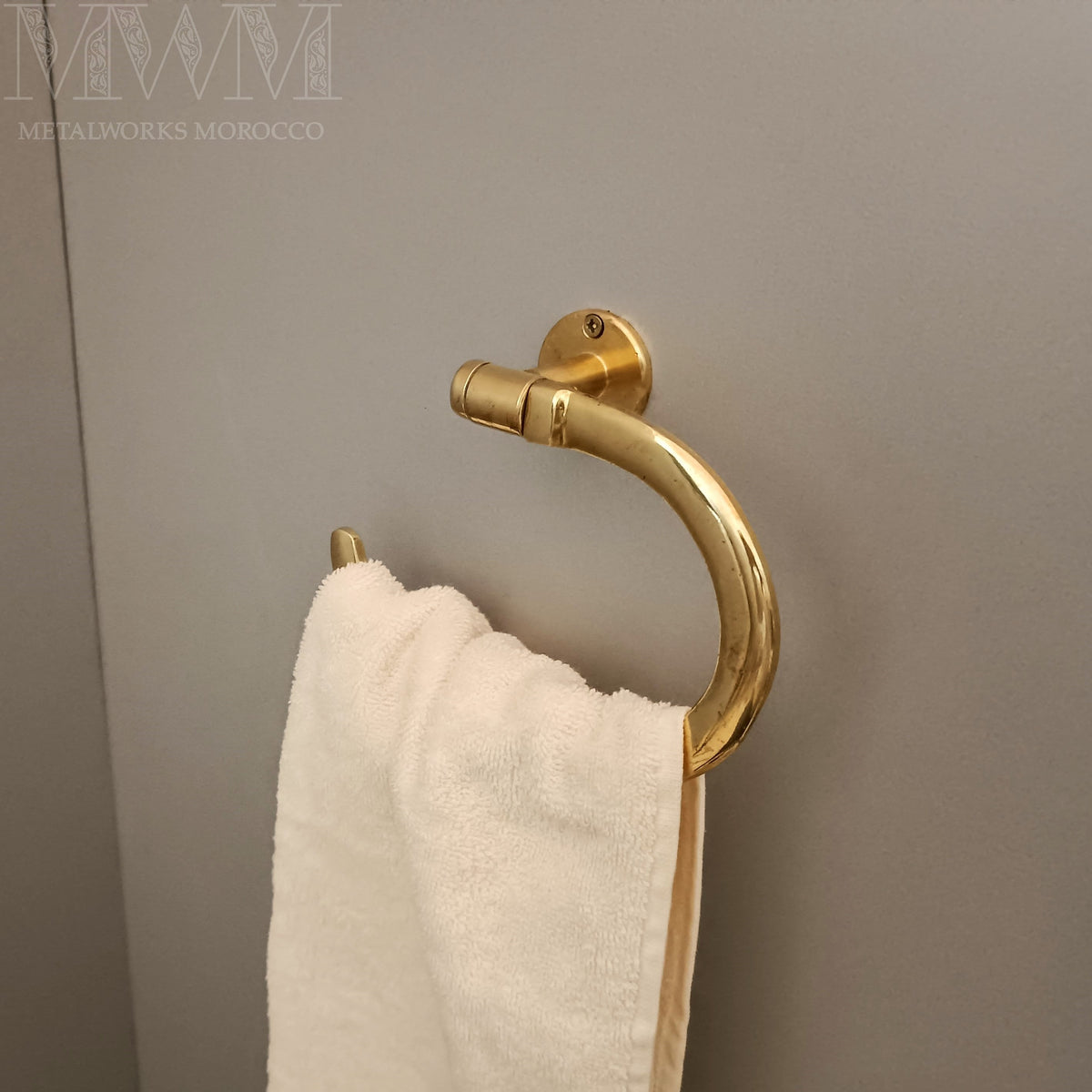 Flat Oval Unlacquered Brass Bathroom Towel Holder Wall mounted – Handmade