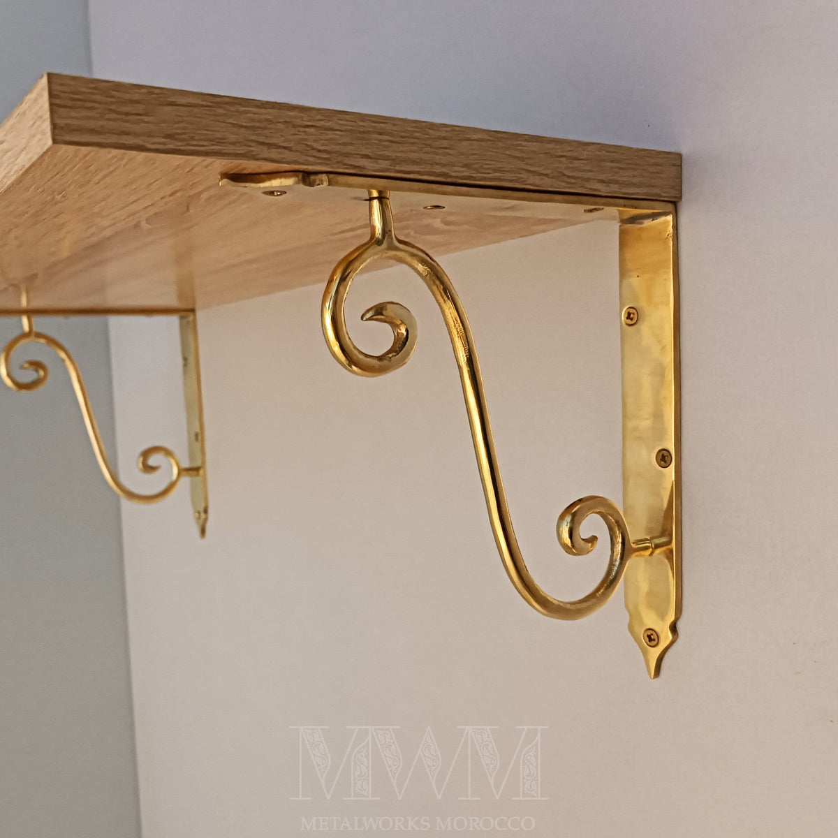 Set of 2 Unlacquered Brass Shelf Brackets Traditional Handmade