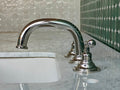 Polished Nickel Solid Brass Bathroom Faucet: 3-Hole Gooseneck Sink