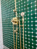 Unlacquered Brass Thermostatic Shower Valve, Luxury Shower System, Adjustable Temperature Control