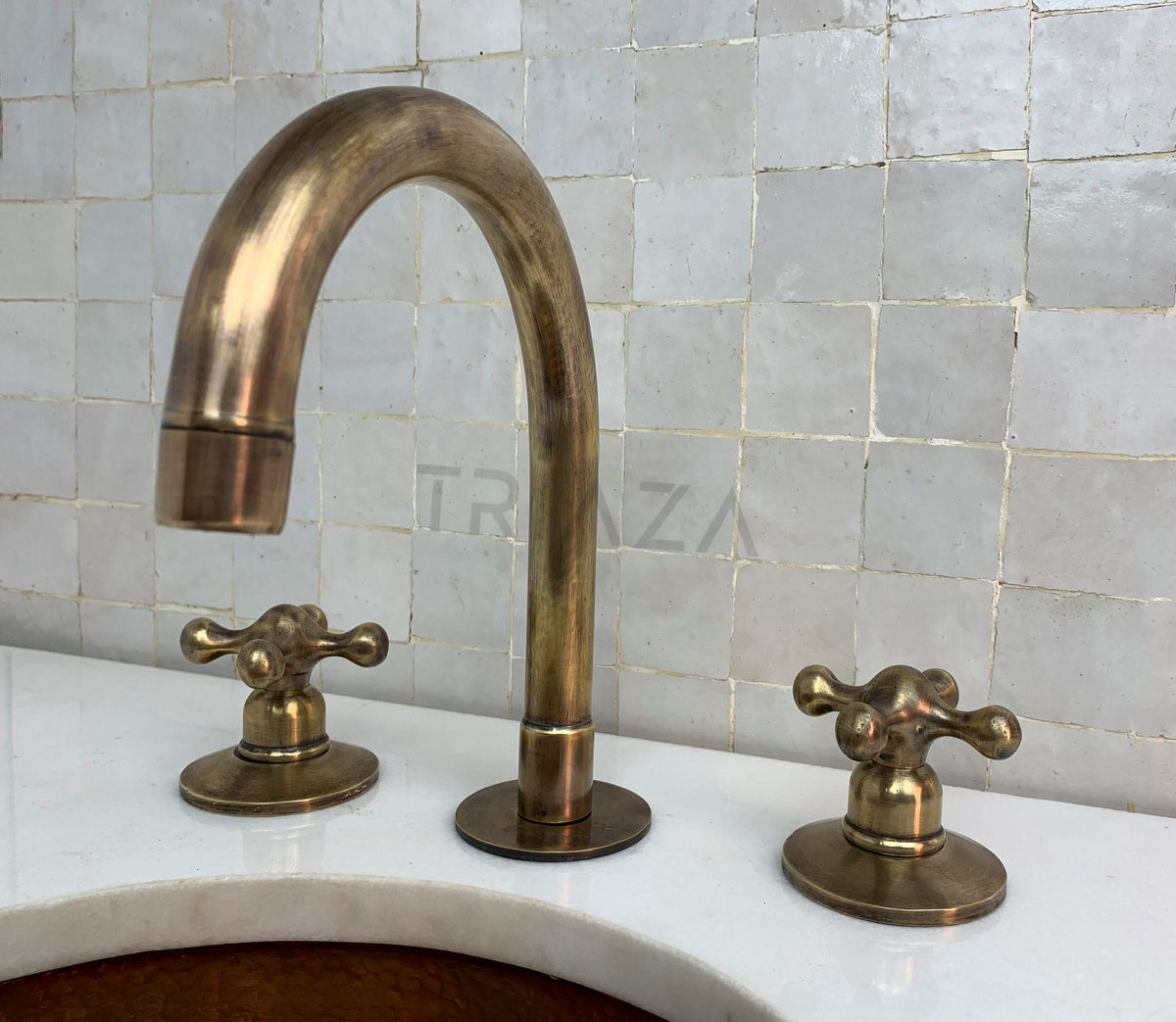 Oil Rubbed Brass Bathroom Faucet, 3-Hole Sink