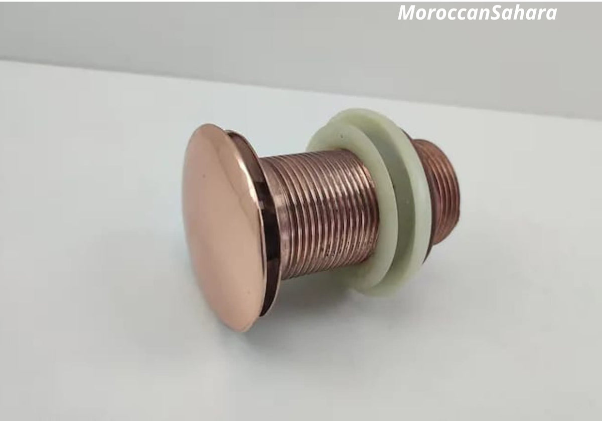 Unlacquered Copper sink drain, Solid Copper Drain, Pop Up Drain