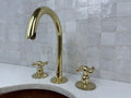 Unlacquered Brass Bathroom Faucet, Double Handle Vanity Sink