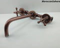 Unlacquered Brass Wall Mounted Faucet: Copper Bathroom Sink, 8 Inch