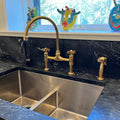 Unlacquered Brass Bridge Kitchen Faucet