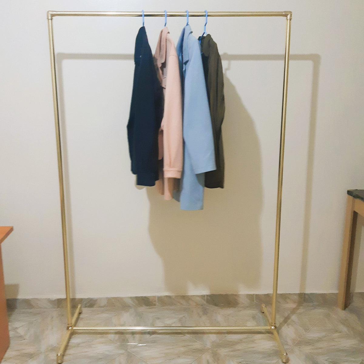 Handmade Brass Rolling Clothes Rack