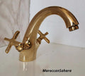 Solid Brass Bathroom Faucet: Vanity Sink, Cross Handles