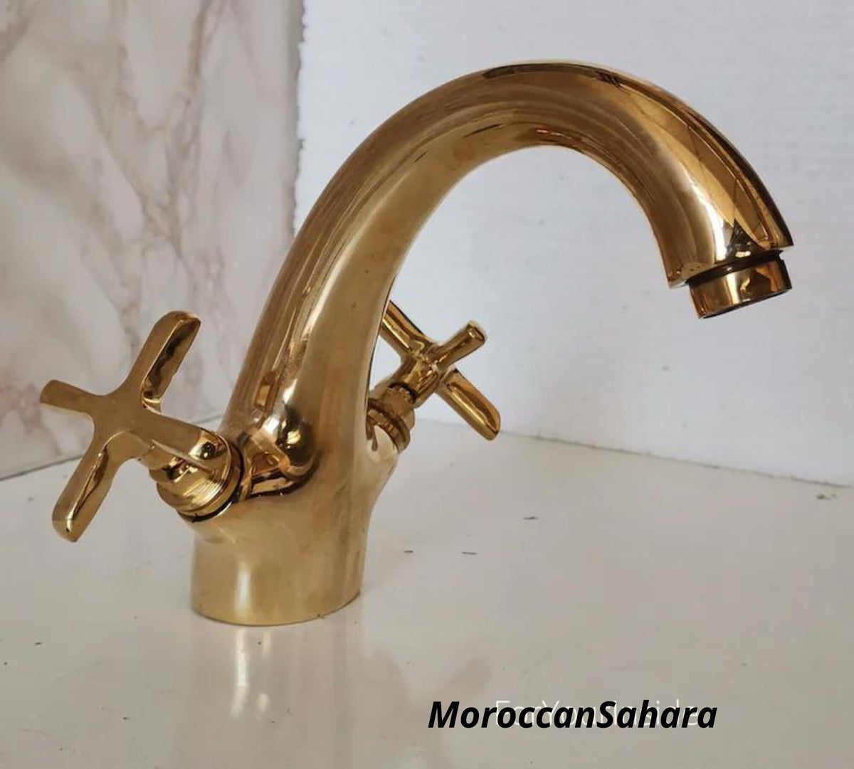 Solid Brass Bathroom Faucet: Vanity Sink, Cross Handles