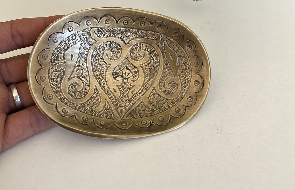 Moroccan Handcrafted Solid Brass Soap Dish: Elegance for Your Bathroom