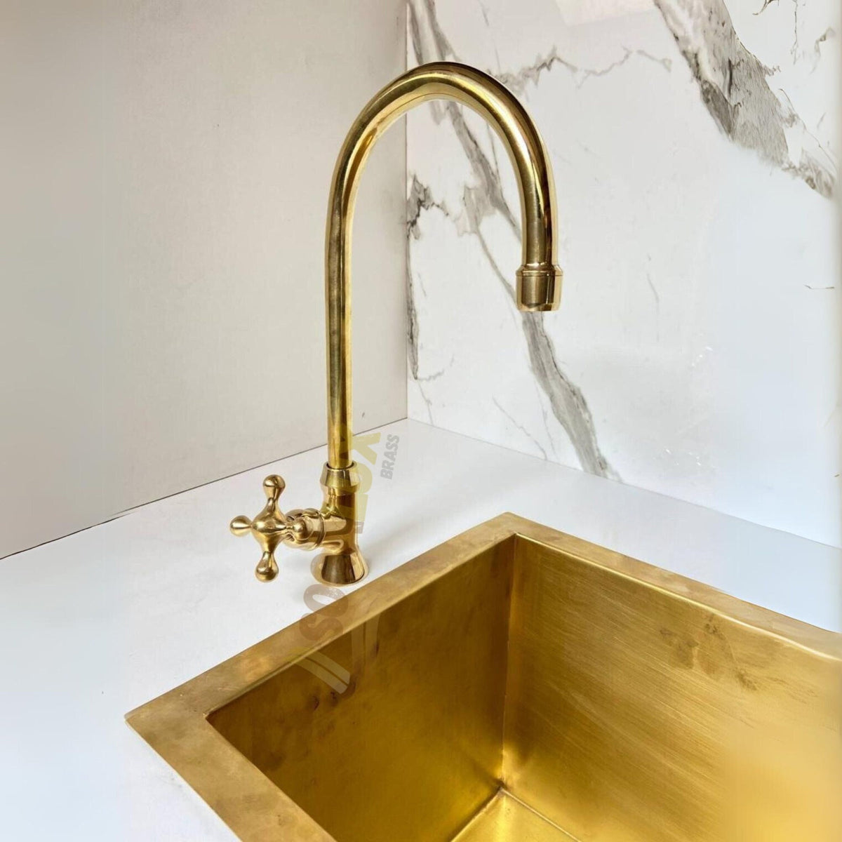 Unlacquered Brass Bar Kitchen Faucet, Cold Water Single Hole, Vintage kitchen