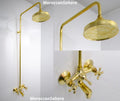 Unlacquered Brass Shower System: Exposed Round Head & Handheld