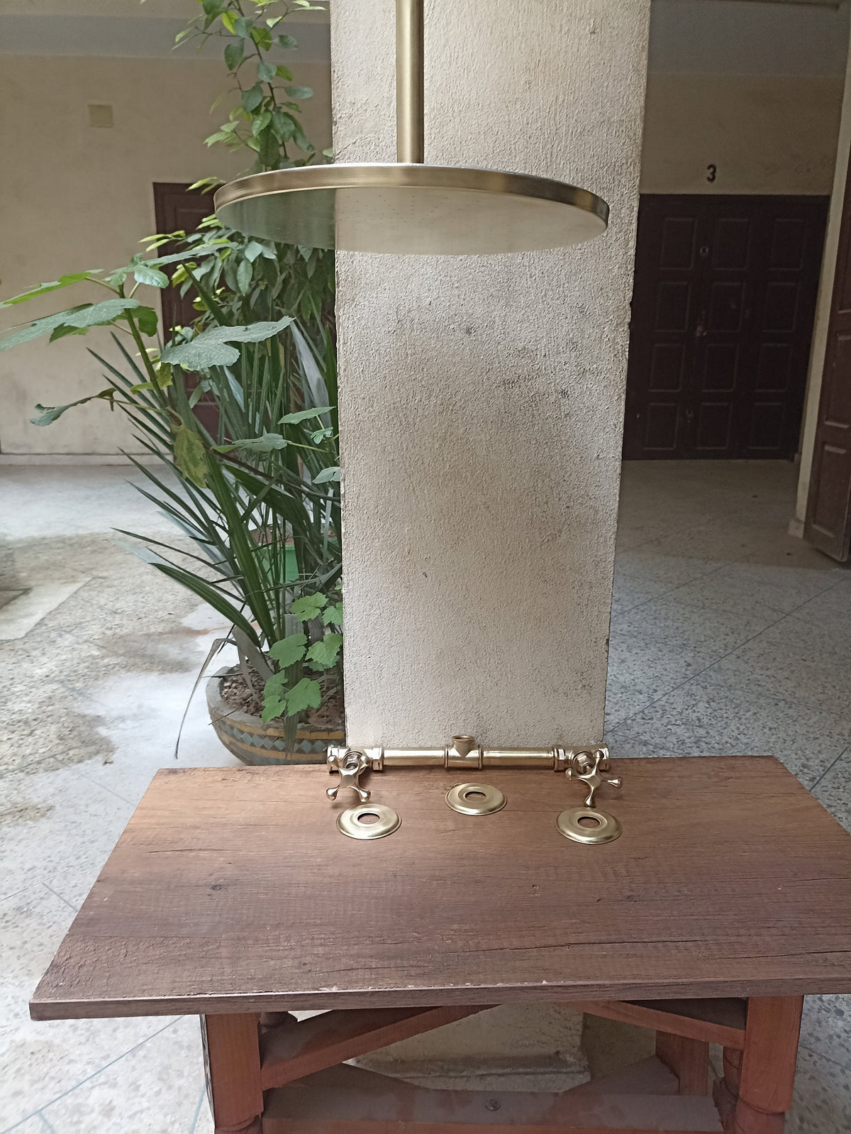 Brass Elegance: Unlacquered Shower System for Master Bath. Solid Brass Rain Shower for Luxurious Experience. Handcrafted