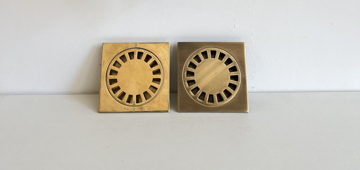 Solid Brass Floor Drain, Unlacquered Square Shower Drain, Duty-Free