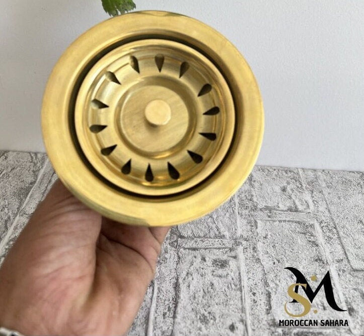 Unlacquered Brass Strainer Sink, Drainer sink With Removable drain basket and sealed lid