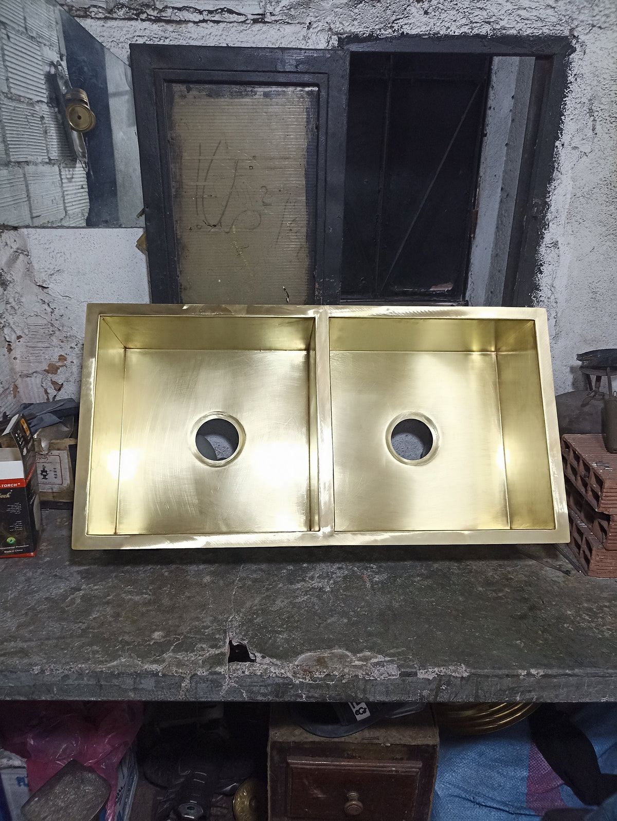 Solid Unlacquered Brass Undermount double Sink