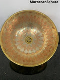 Engraved Brass Vessel Sink: Vintage Moroccan Bathroom Decor