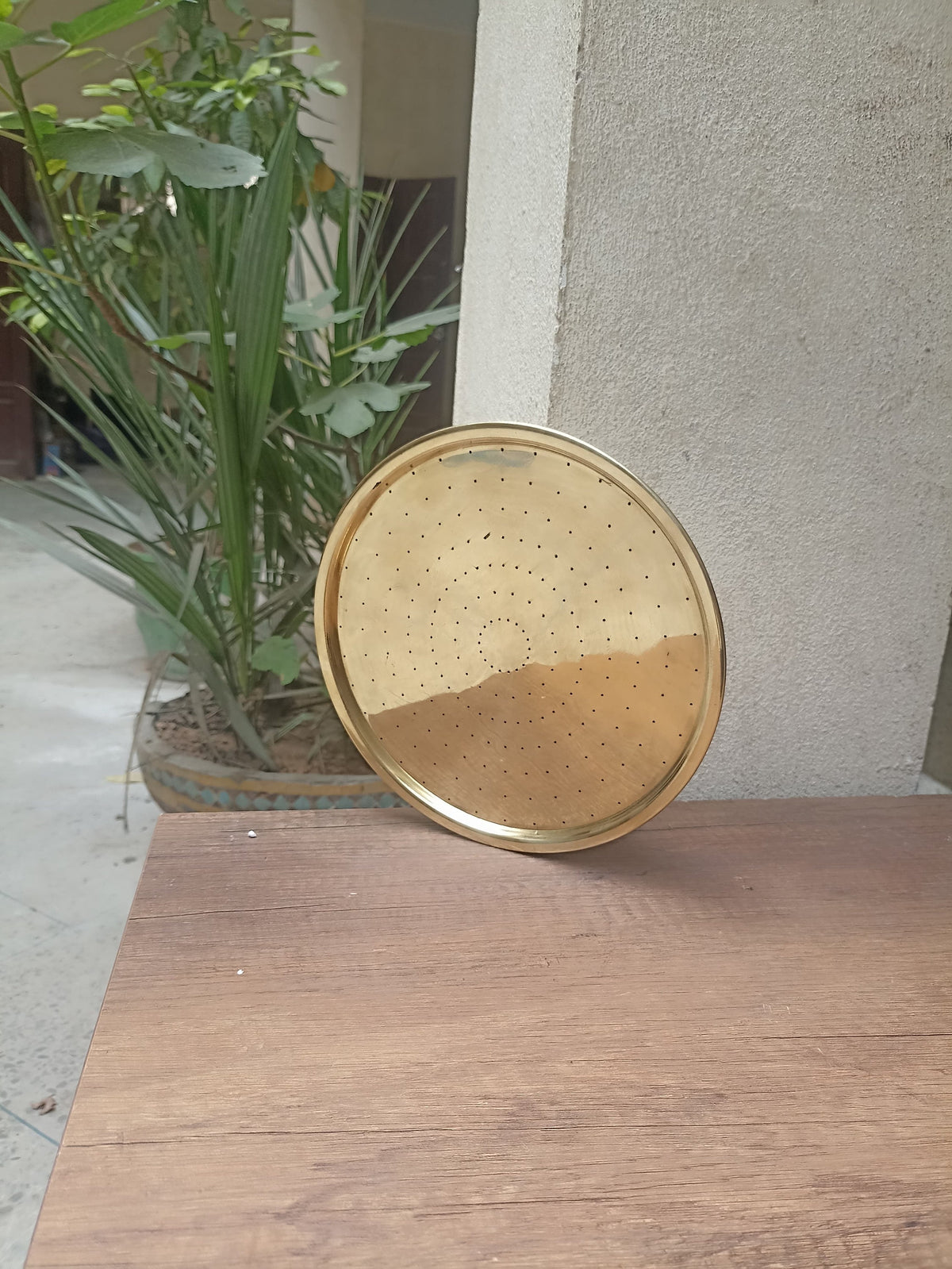 Handcrafted Uncoated Brass Round Rain Shower Head and Faucet Set