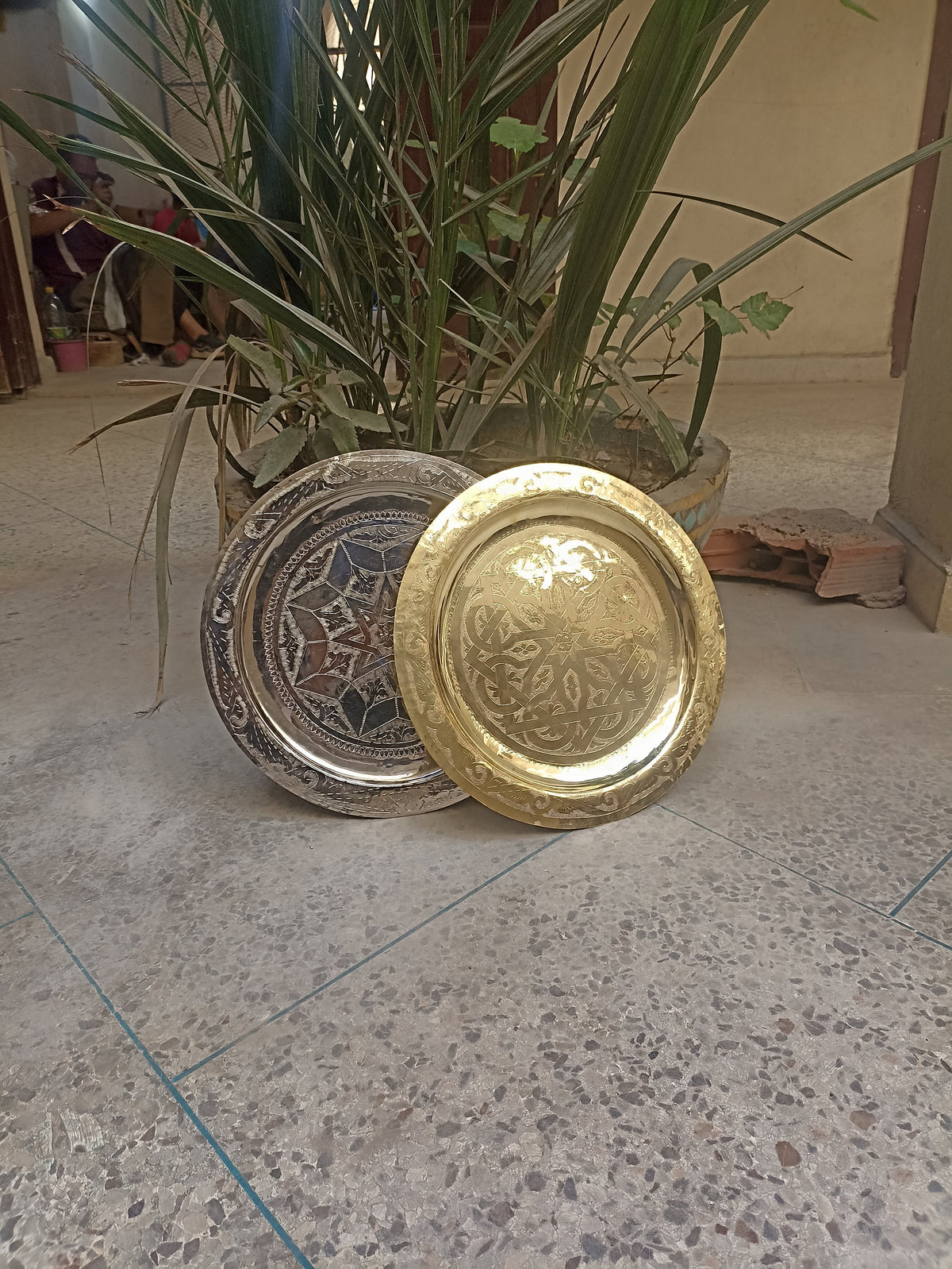 Moroccan Artisanal Engraved Brass Tray