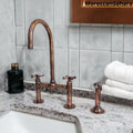 Vintage Style Copper Kitchen Bridge Faucet: Solid Brass Charm