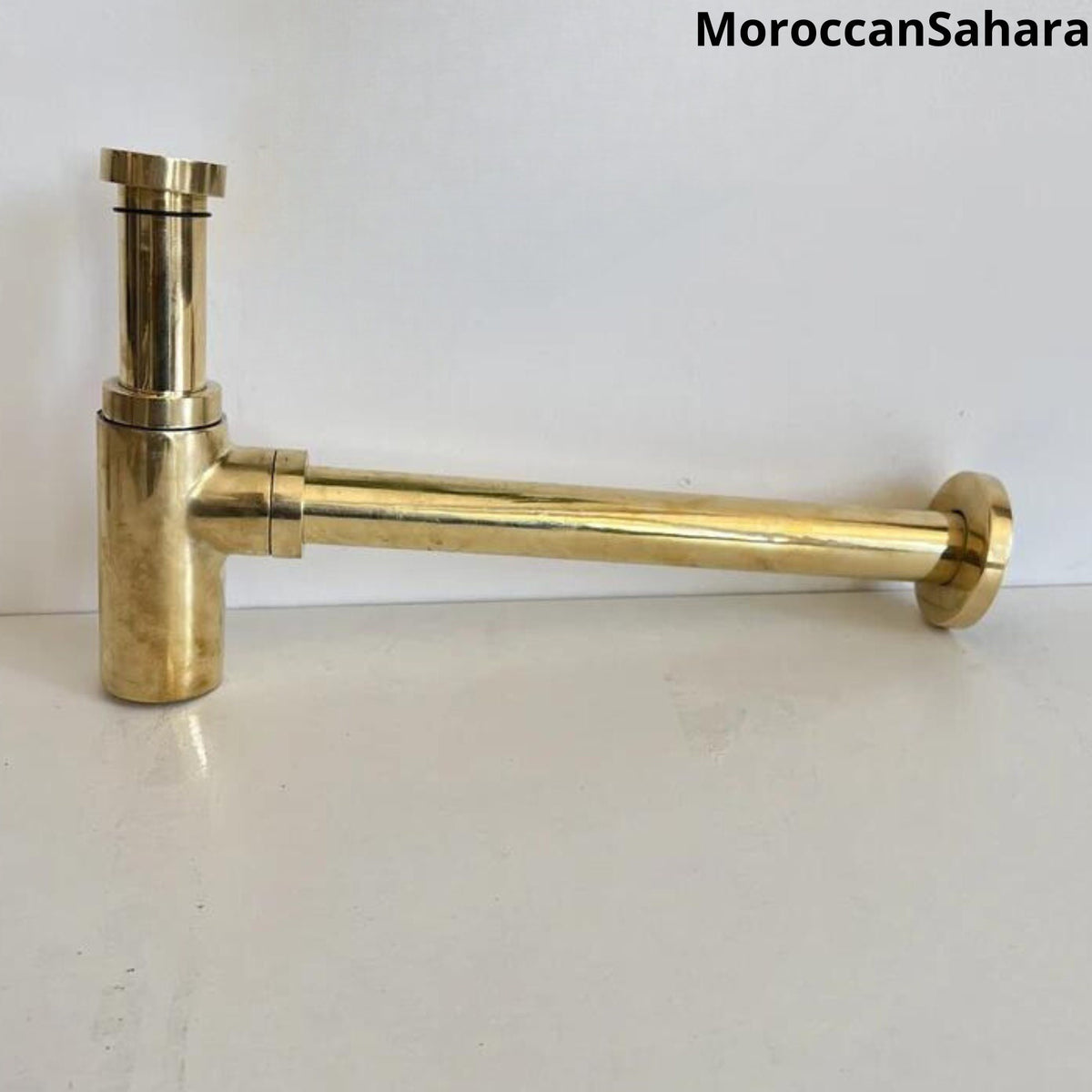 Solid Unlacquered Brass P-trap and Sink Stopper, Push Up Button, Pop Up Drain, Brass Water Trap