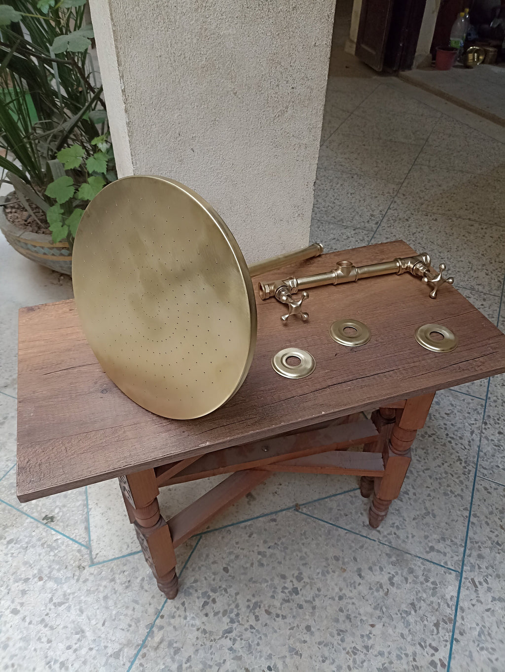 Brass Elegance: Unlacquered Shower System for Master Bath. Solid Brass Rain Shower for Luxurious Experience. Handcrafted