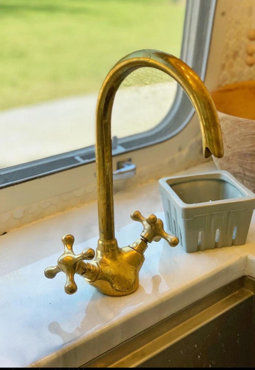 Handcrafted Unlacquered Solid Brass Gooseneck Faucet