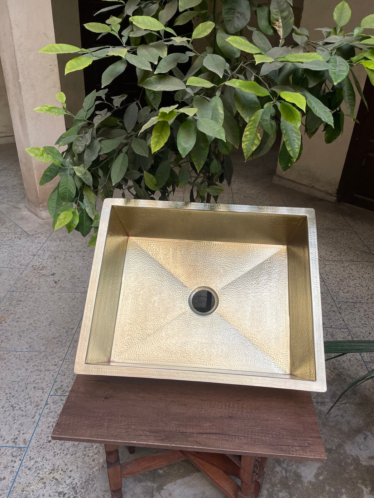Solid Unlacquered Brass Undermount Hammered Sink