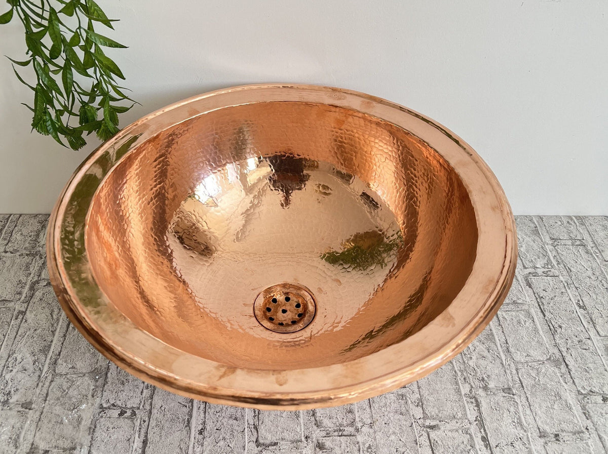 Handmade Moroccan Copper Sink: Hammered Antique Bathroom Vanity Basin