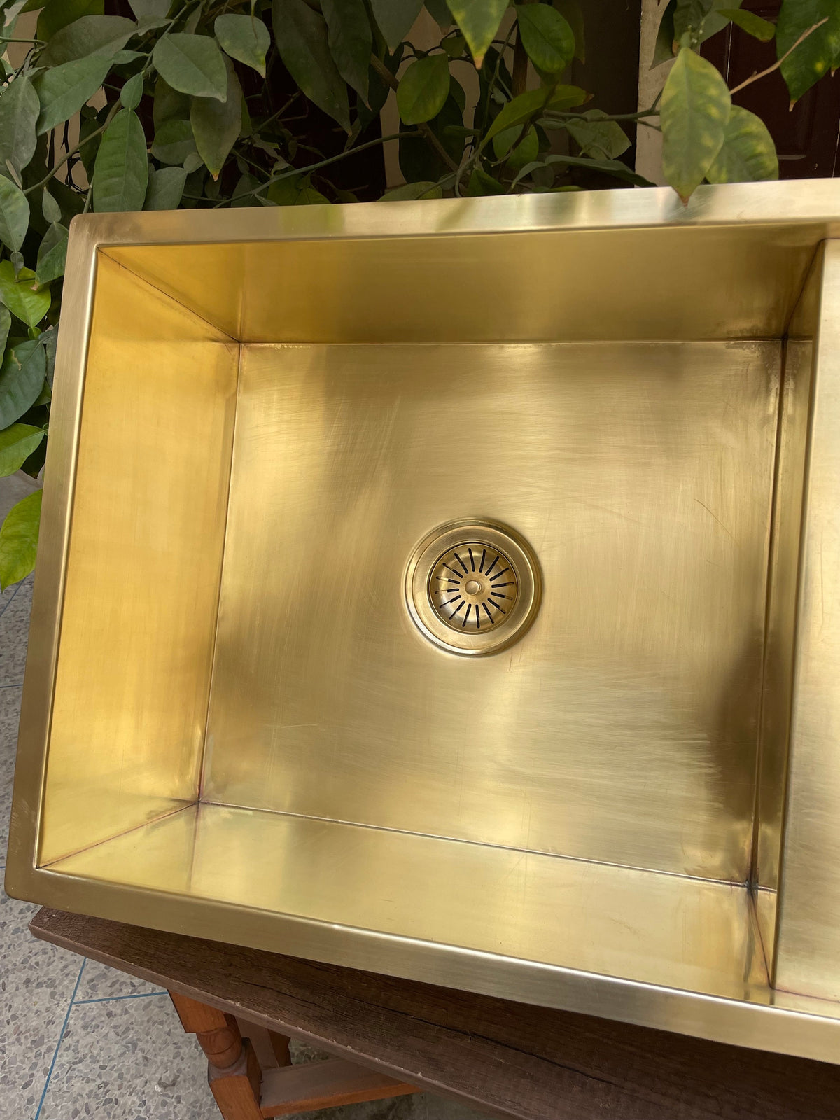 Custom Brass Kitchen Sink with Drainboard - Handcrafted to Perfection