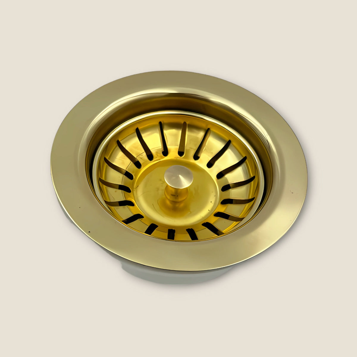 Unlacquered Brass Kitchen Sink Strainer: 3 1/2" Drain Cover & Basket